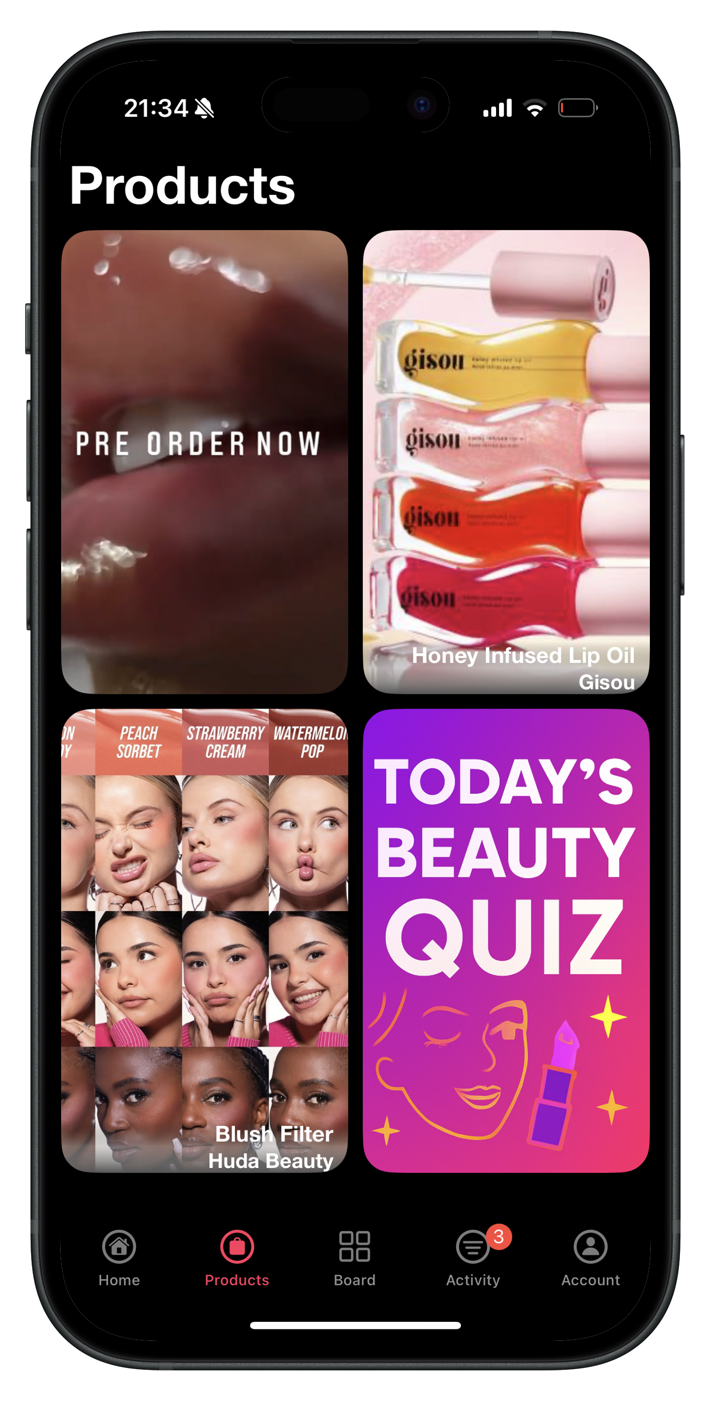 Beauty Board app – additional screen